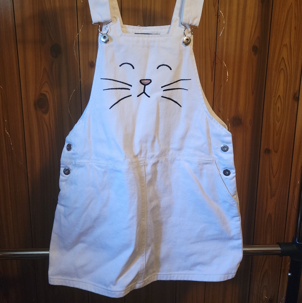 White Cat Overall Dress